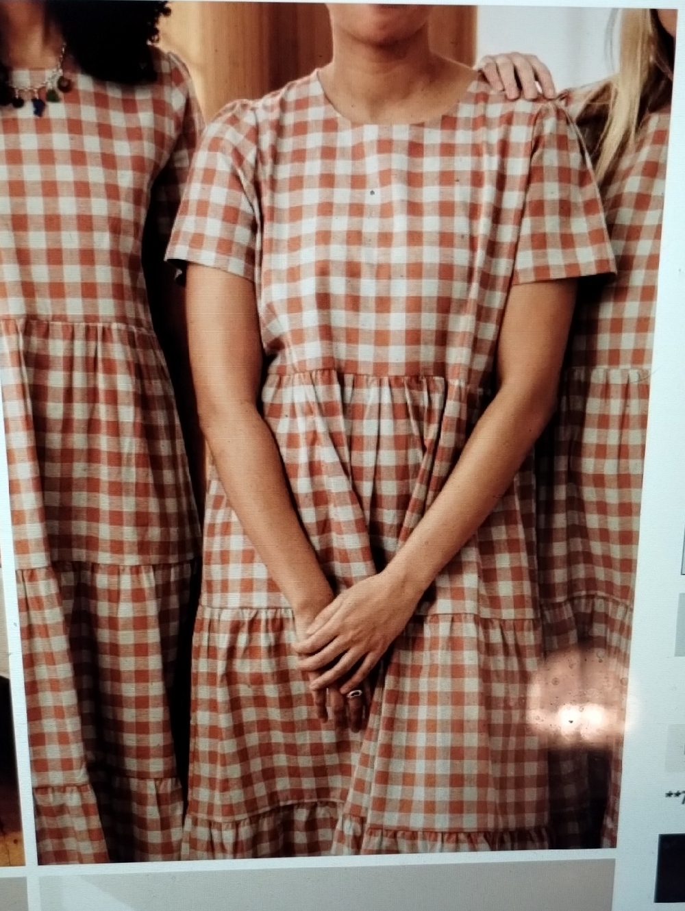 Tradlands NWT Linen Chalet Tiered Dress Misty Blue Gingham S - Picture 3 of 10